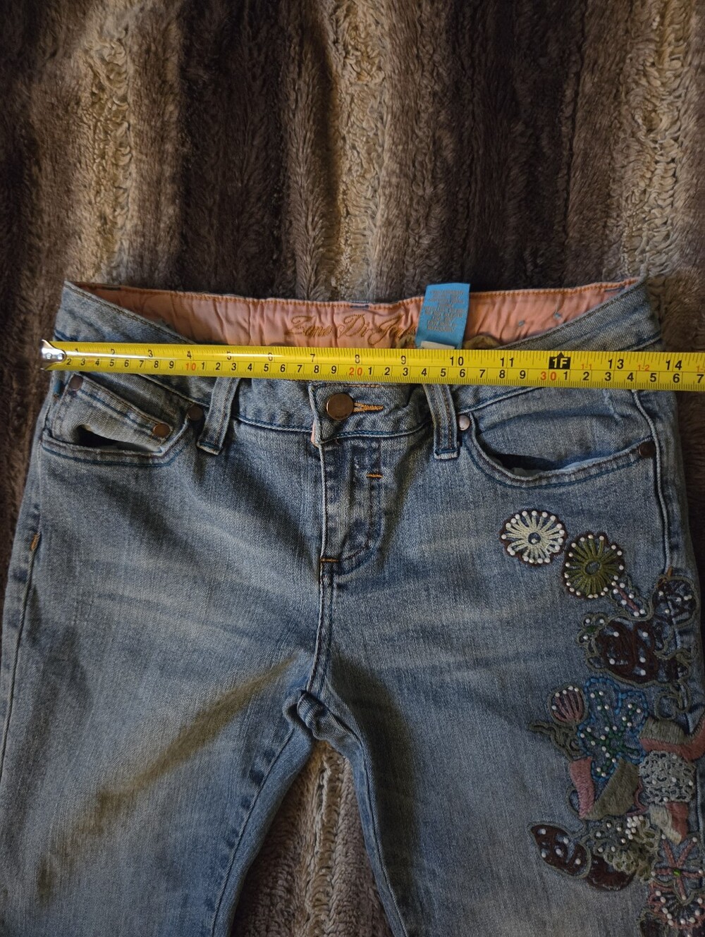 Y2K VINTAGE Flare Embroidered Low Rise Jeans Size 11 - Picture 8 of 11